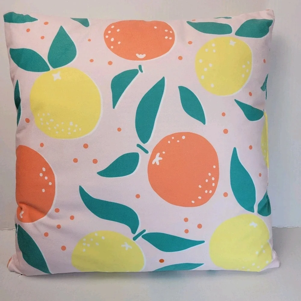 Vibrant Fruit Pattern Decorative Pillow Pink Orange Lemon 15